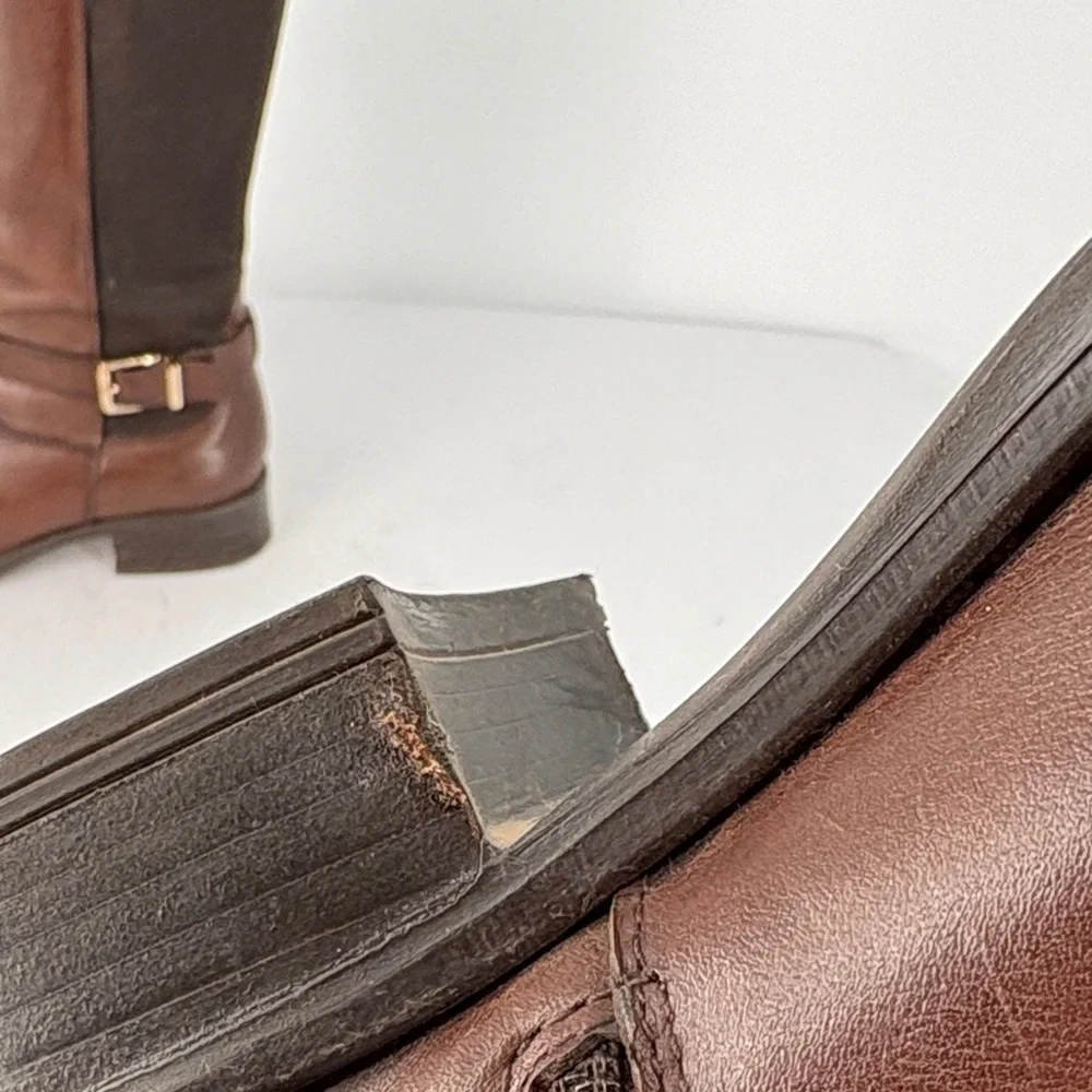 🐈‍⬛ Gillio Brown leather riding boots with elastic panels Boots